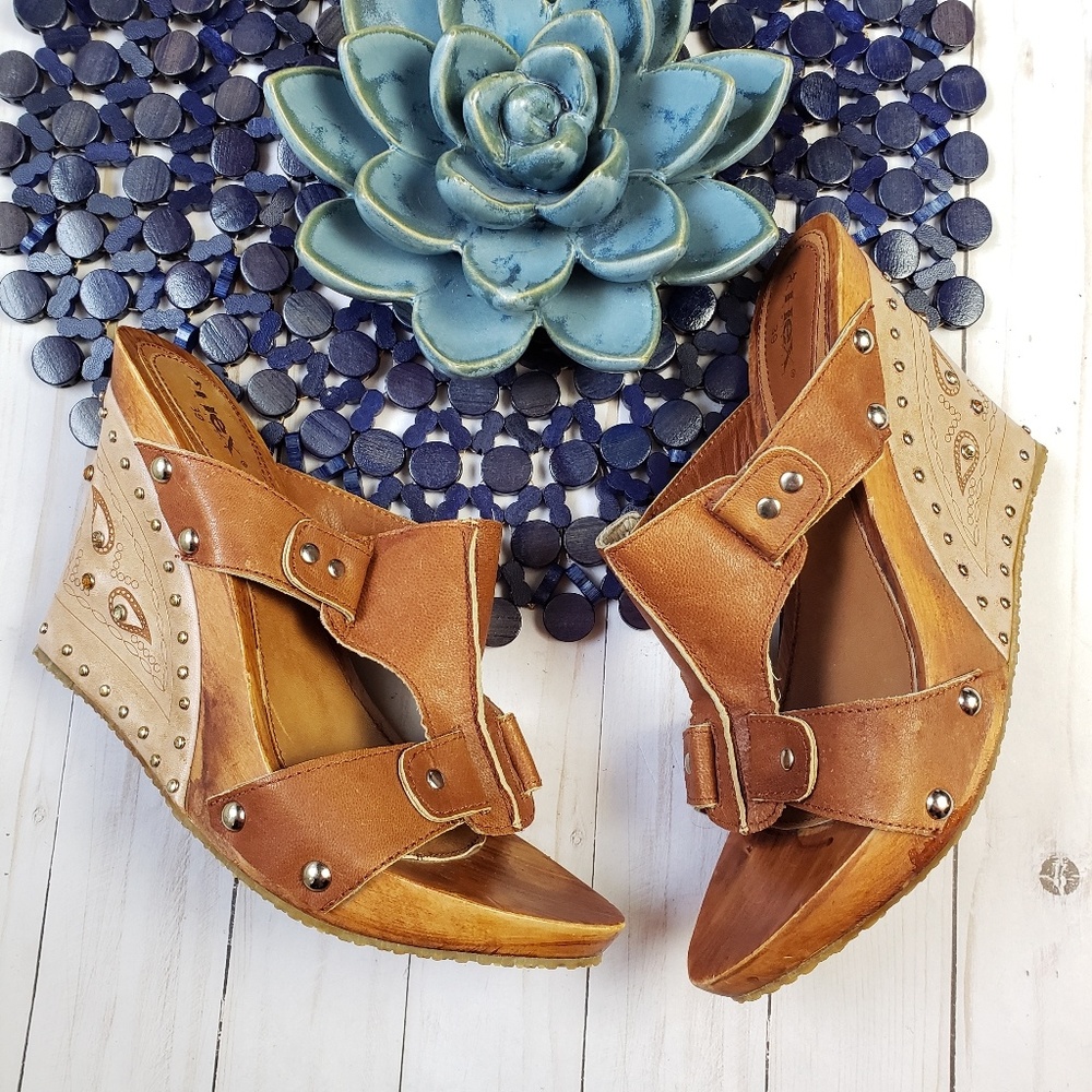 Vintage Hex Wood Cutout Rhinestone Wedges